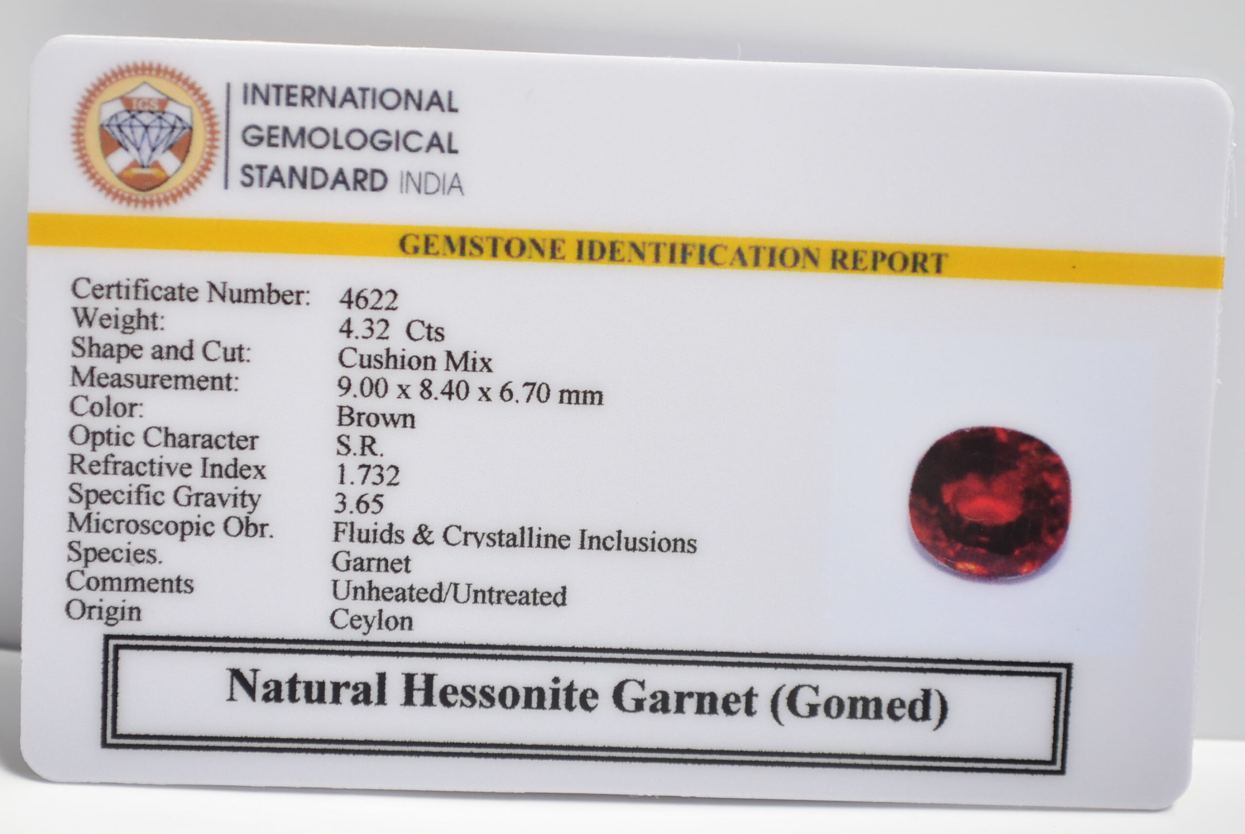 HESSONITE GOMED 4.32 Ct.