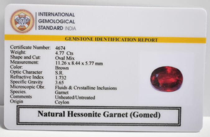 HESSONITE GOMED 4.77 Ct.