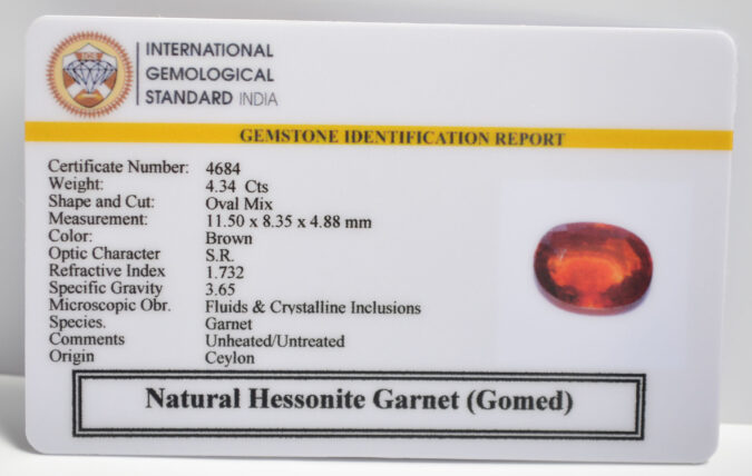 HESSONITE GOMED 4.34 Ct.