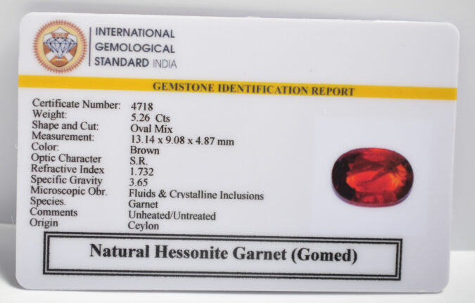 HESSONITE GOMED 5.26 Ct.