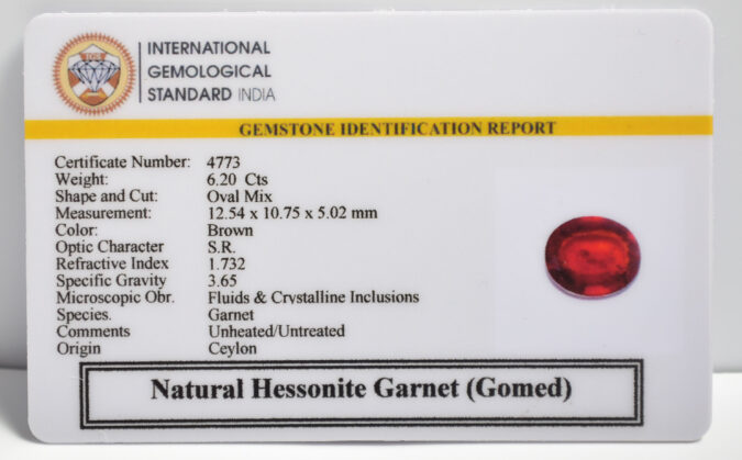HESSONITE GOMED 6.2 Ct.