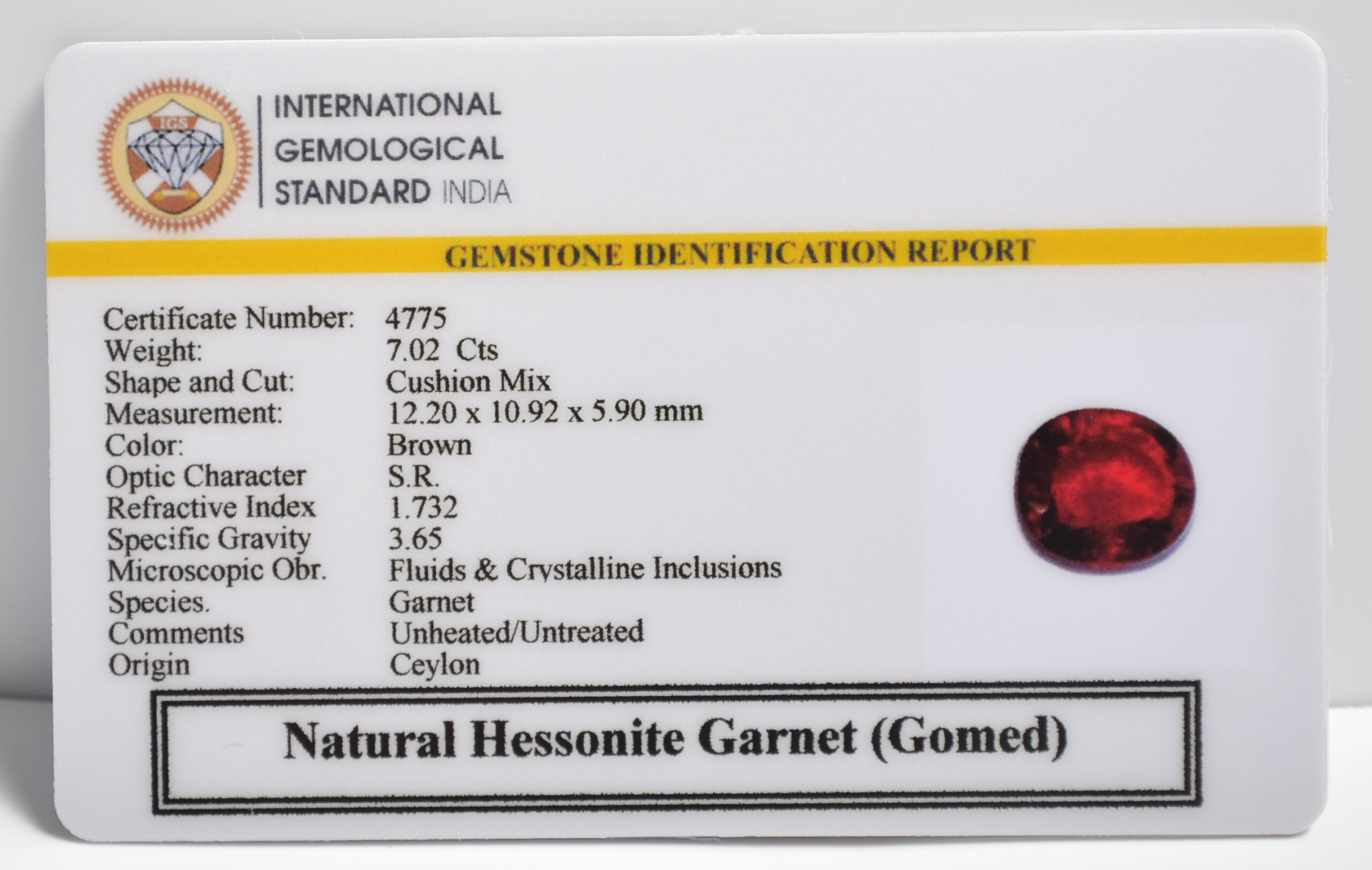 HESSONITE GOMED 7.02 Ct.