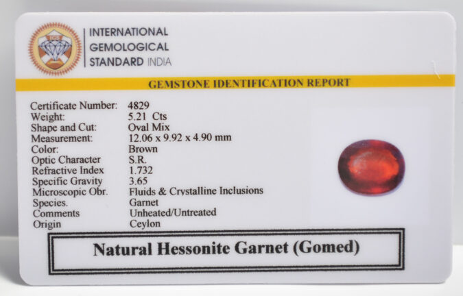 HESSONITE GOMED 5.21 Ct.