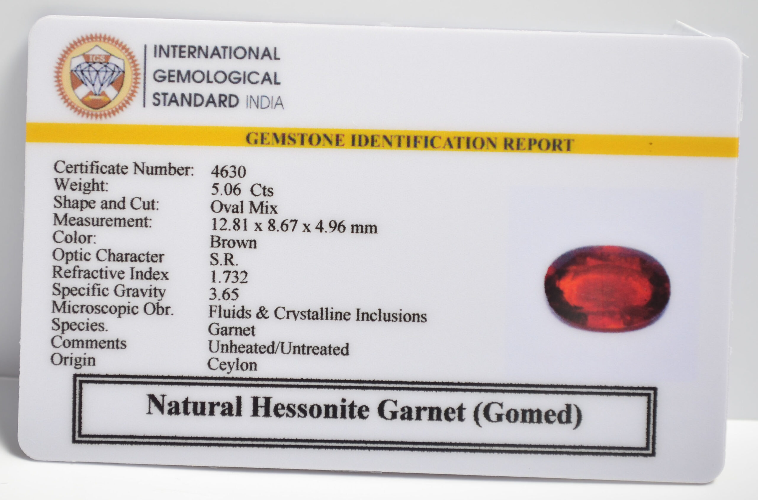 HESSONITE GOMED 5.06 Ct.