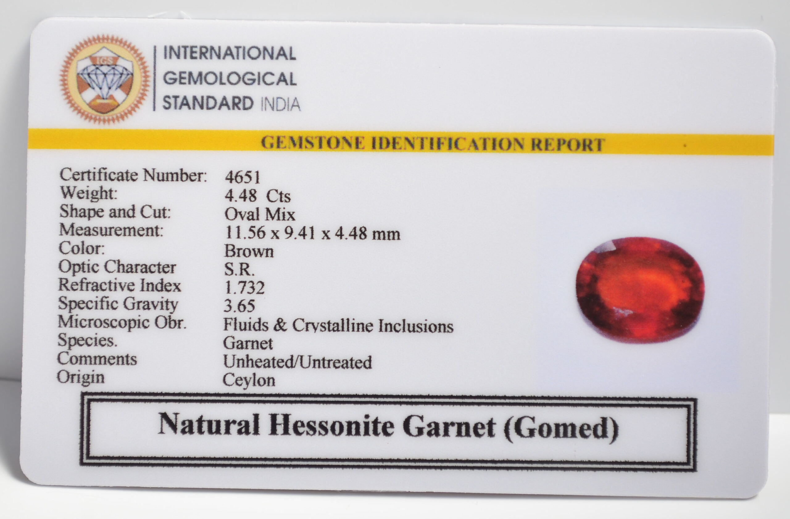 HESSONITE GOMED 4.48 Ct.