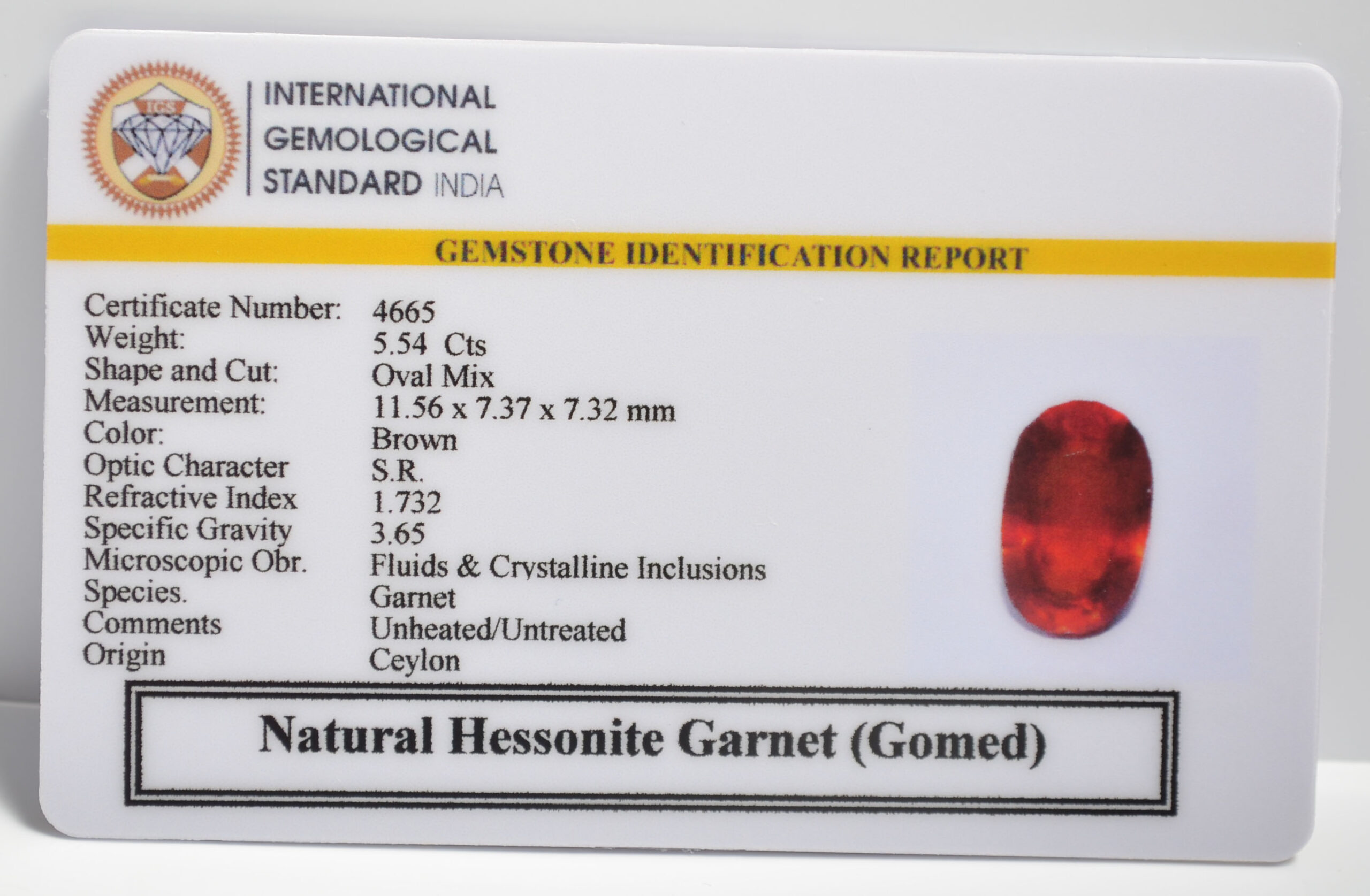 HESSONITE GOMED 5.54 Ct.