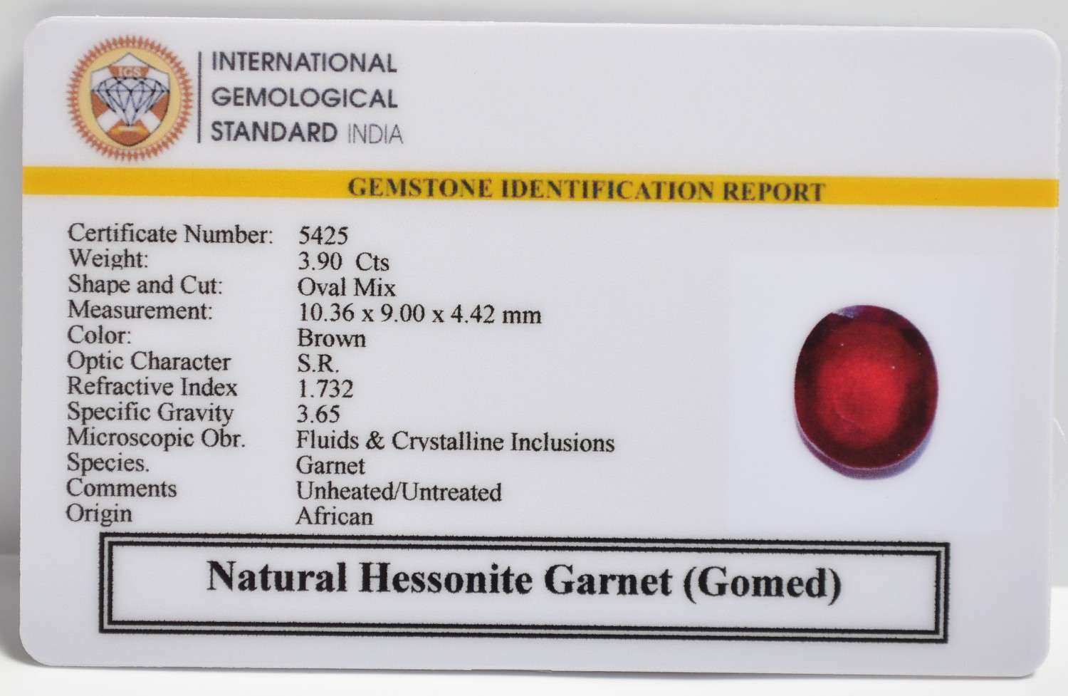 HESSONITE GOMED 3.9 Ct.