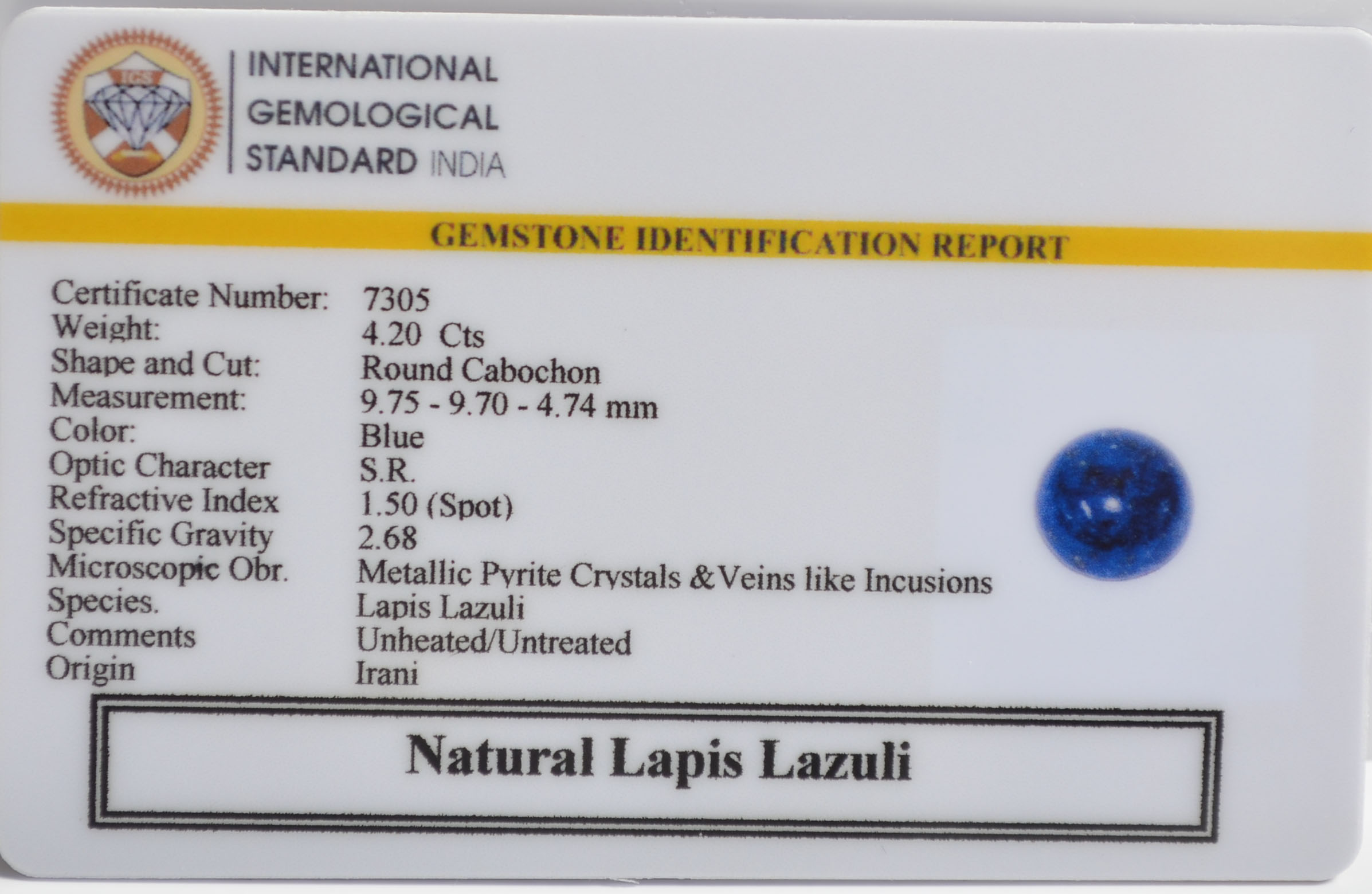 LAPIS LAZULI 4.2 Ct.