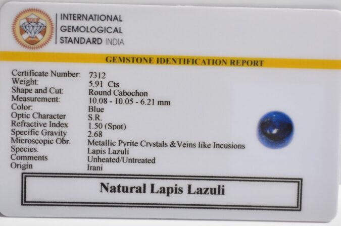 LAPIS LAZULI 4.7 Ct.