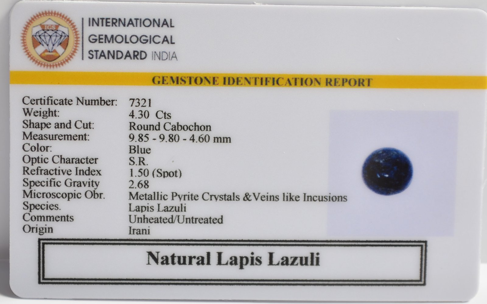 LAPIS LAZULI 4.3 Ct.