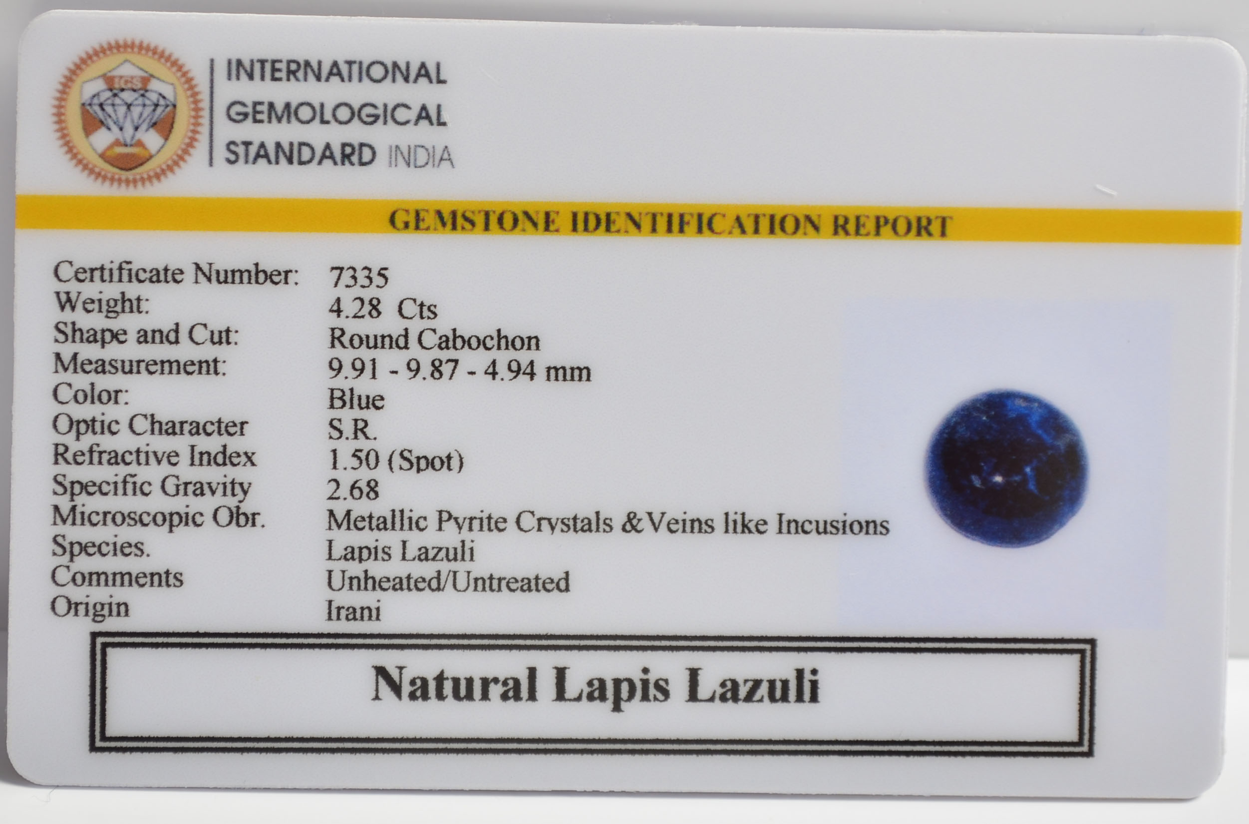 LAPIS LAZULI 4.28 Ct.