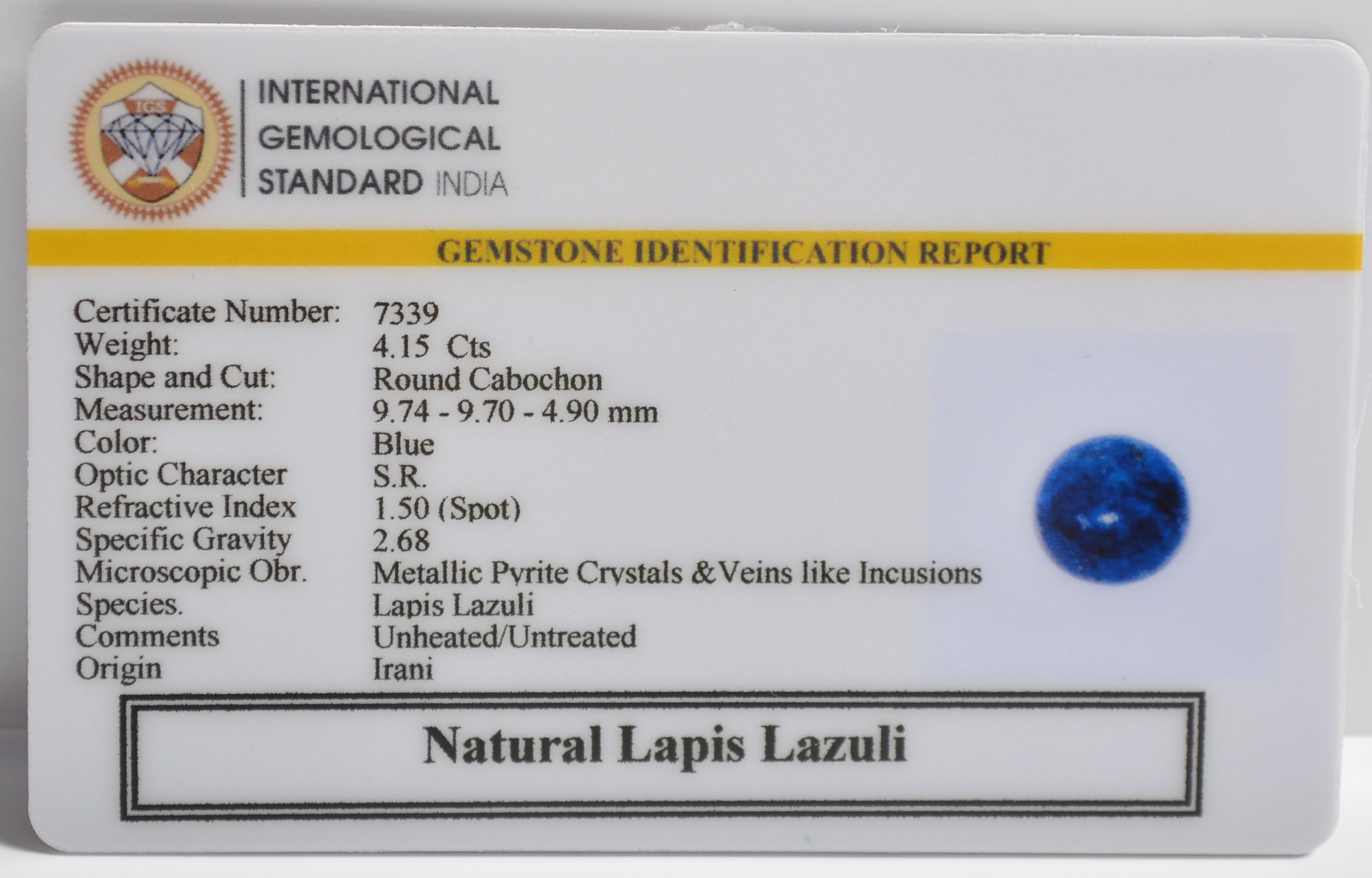 LAPIS LAZULI 4.15 Ct.