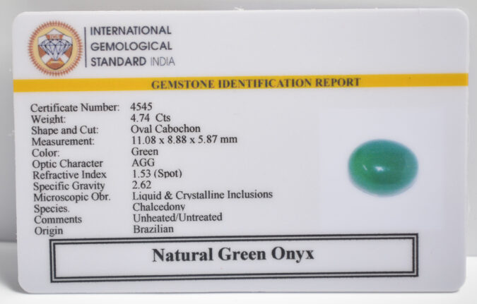 GREEN ONYX 4.74 Ct.