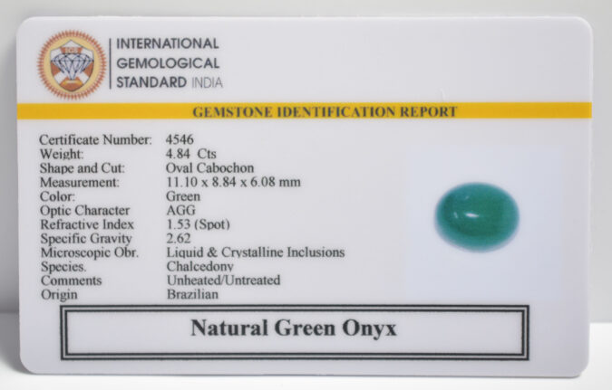 GREEN ONYX 4.84 Ct.