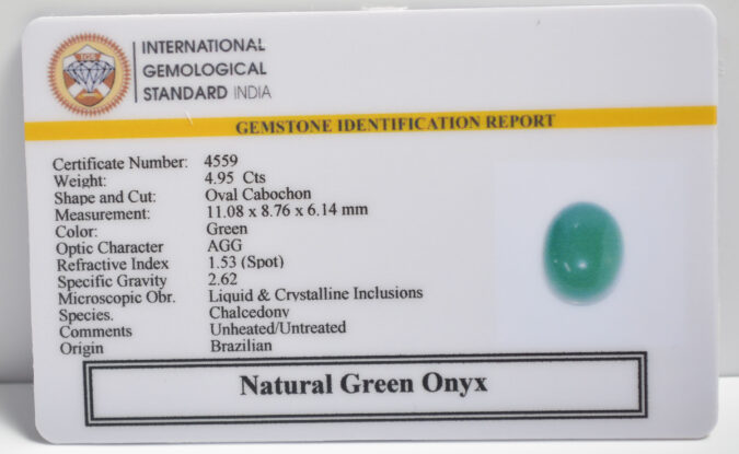 GREEN ONYX 4.95 Ct.