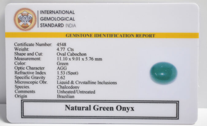 GREEN ONYX 4.77 Ct.