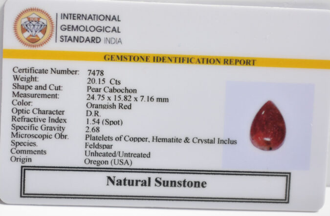 SUNSTONE 20.15 Ct. SUNSTONE 20.15 Ct.