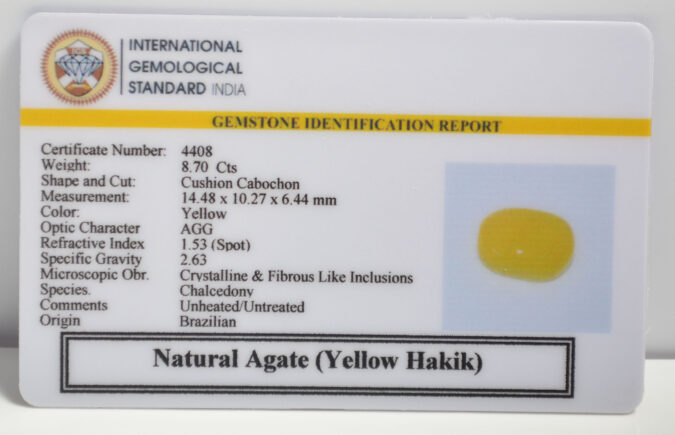 YELLOW HAKIK 8.7 Ct.
