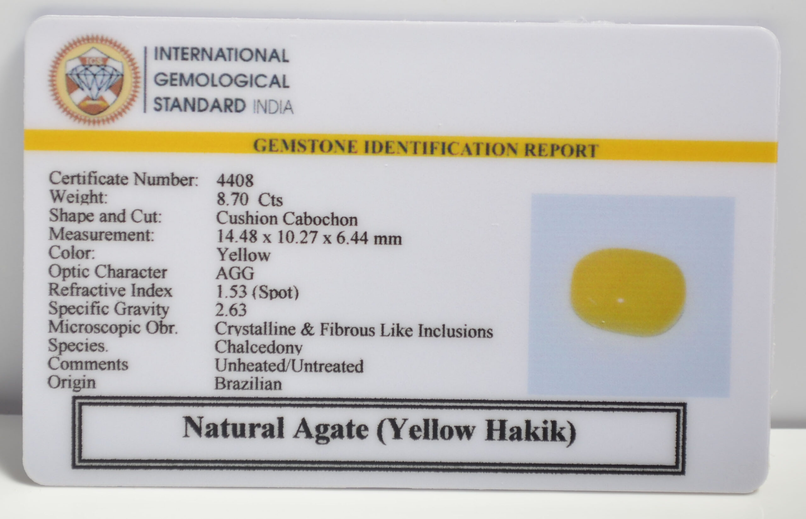 YELLOW HAKIK 8.7 Ct.