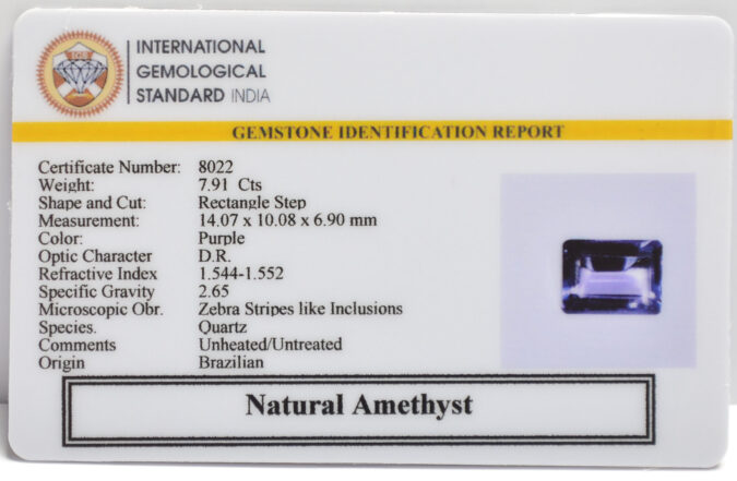 AMETHYST 7.91 Ct.