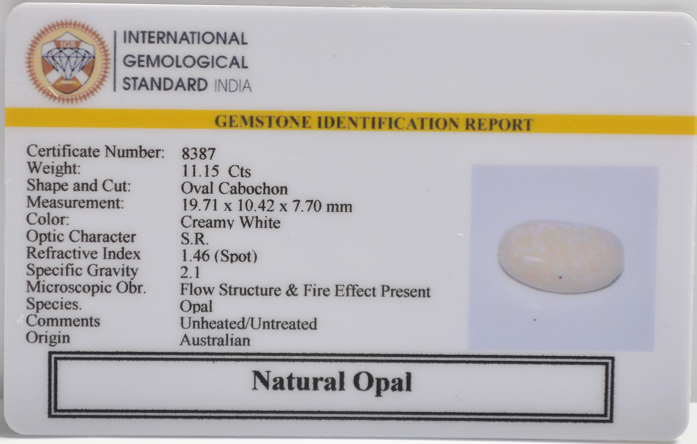 OPAL 11.15 Ct.