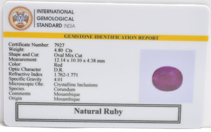 RUBY 4.8 Ct. RUBY 4.8 Ct.