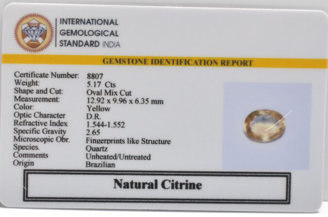 CITRINE 5.17 Ct.
