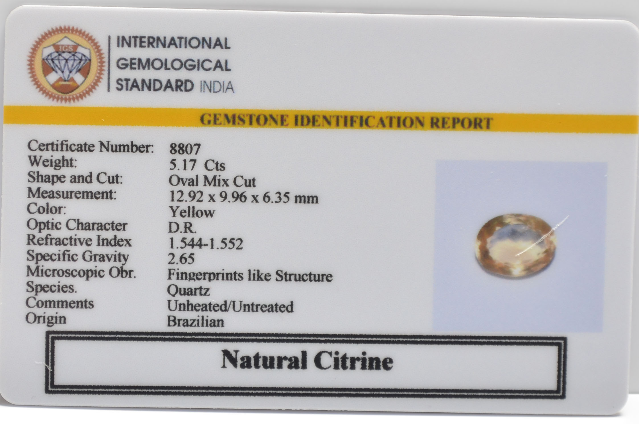 CITRINE 5.17 Ct.