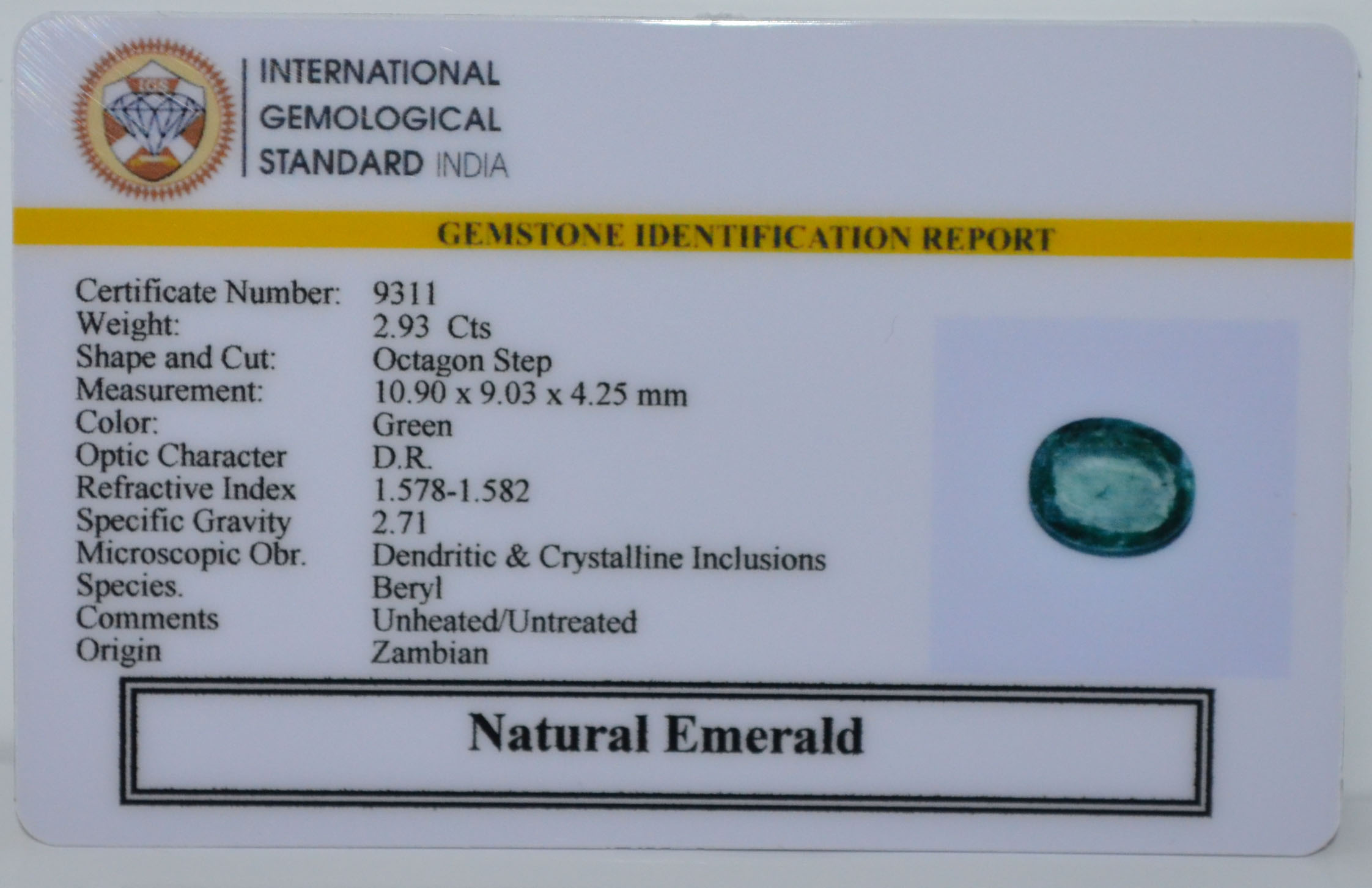 EMERALD 2.93 Ct.
