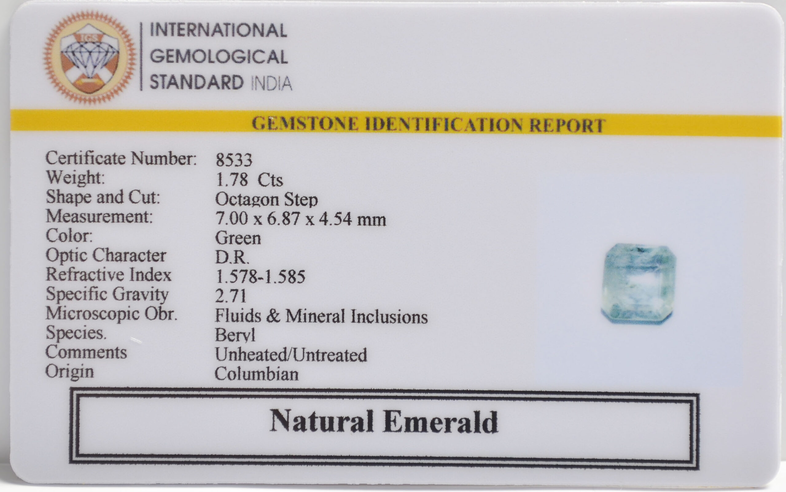 EMERALD 1.78 Ct.