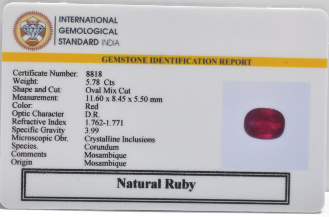 RUBY 5.78 Ct.