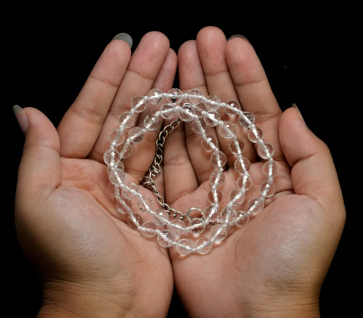 Sphatik Mala Diamond Cut