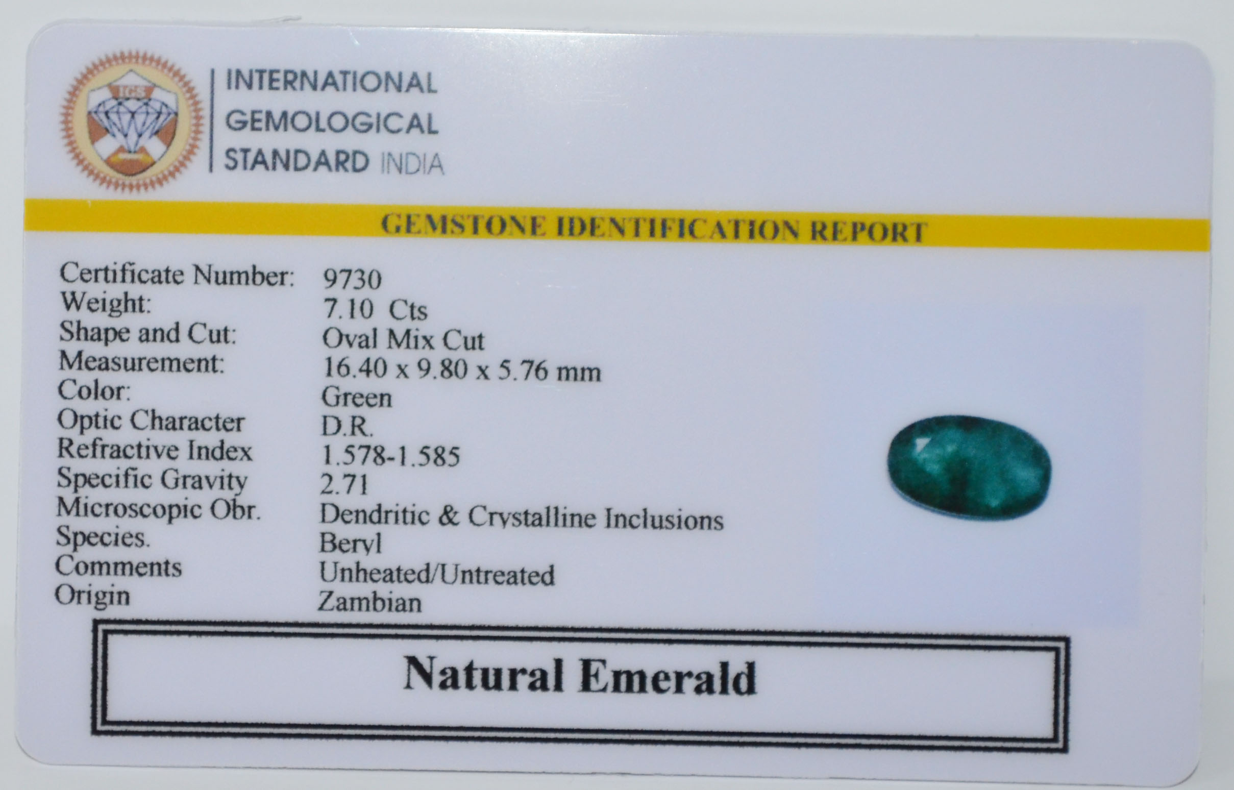 EMERALD 7.1 Ct. EMERALD 7.1 Ct.