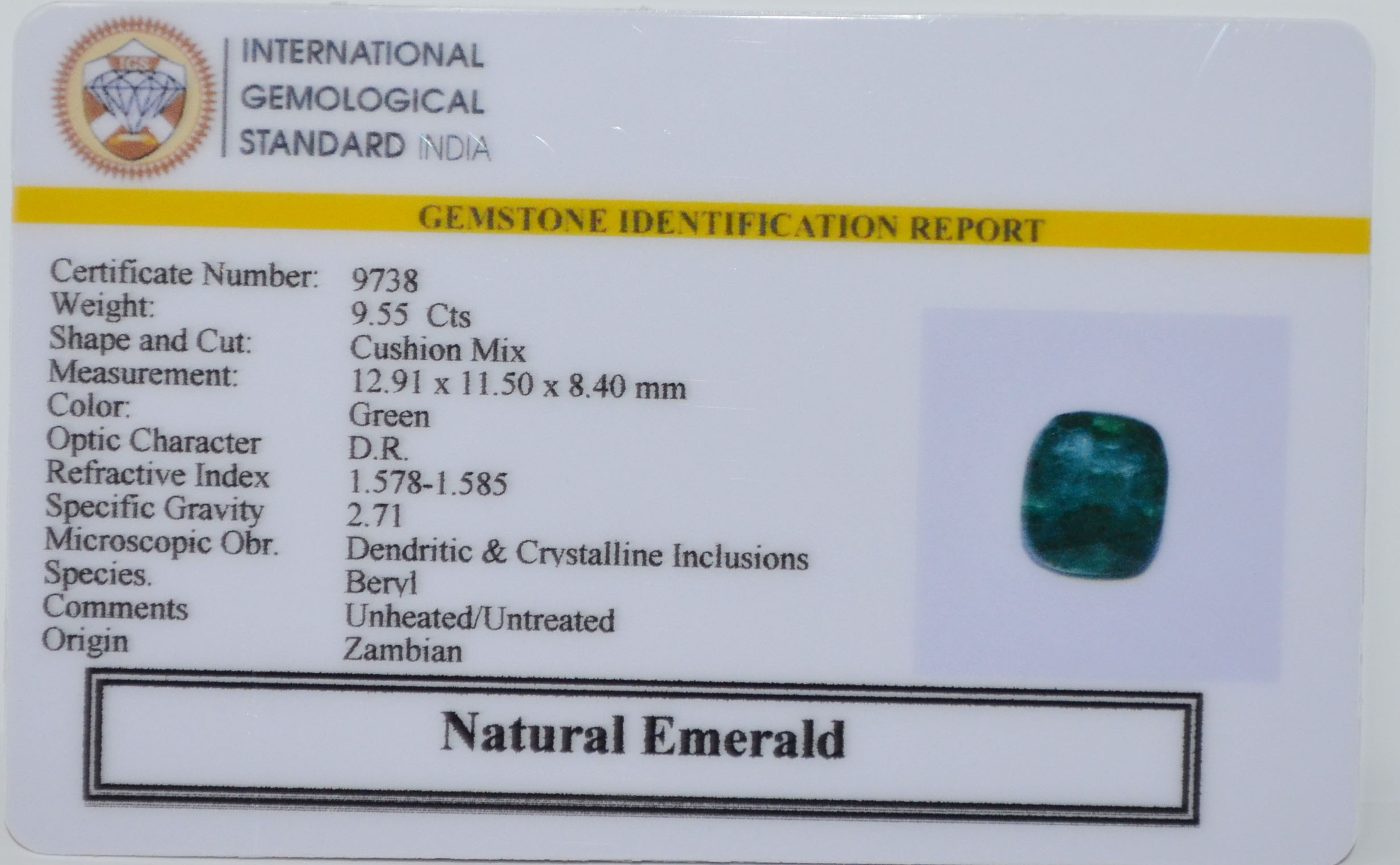 EMERALD 9.55 Ct.