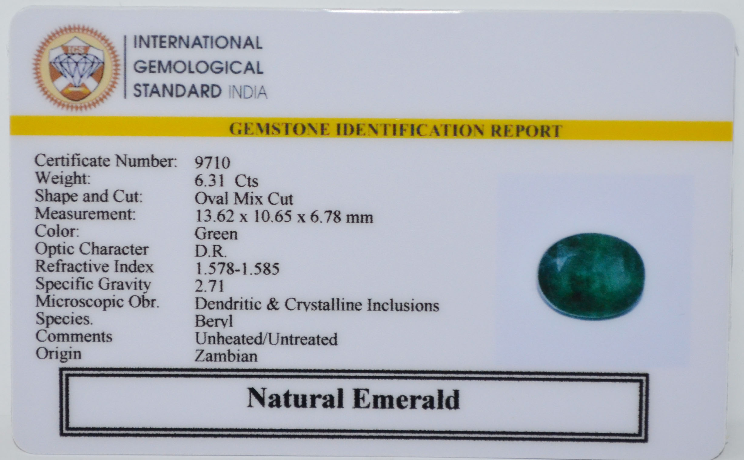 EMERALD 6.31 Ct.