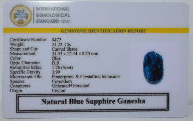 Ganesh Blue Sapphire 21.22 Ct.