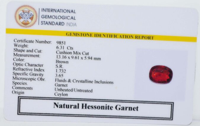 HESSONITE GOMED 6.31 Ct.