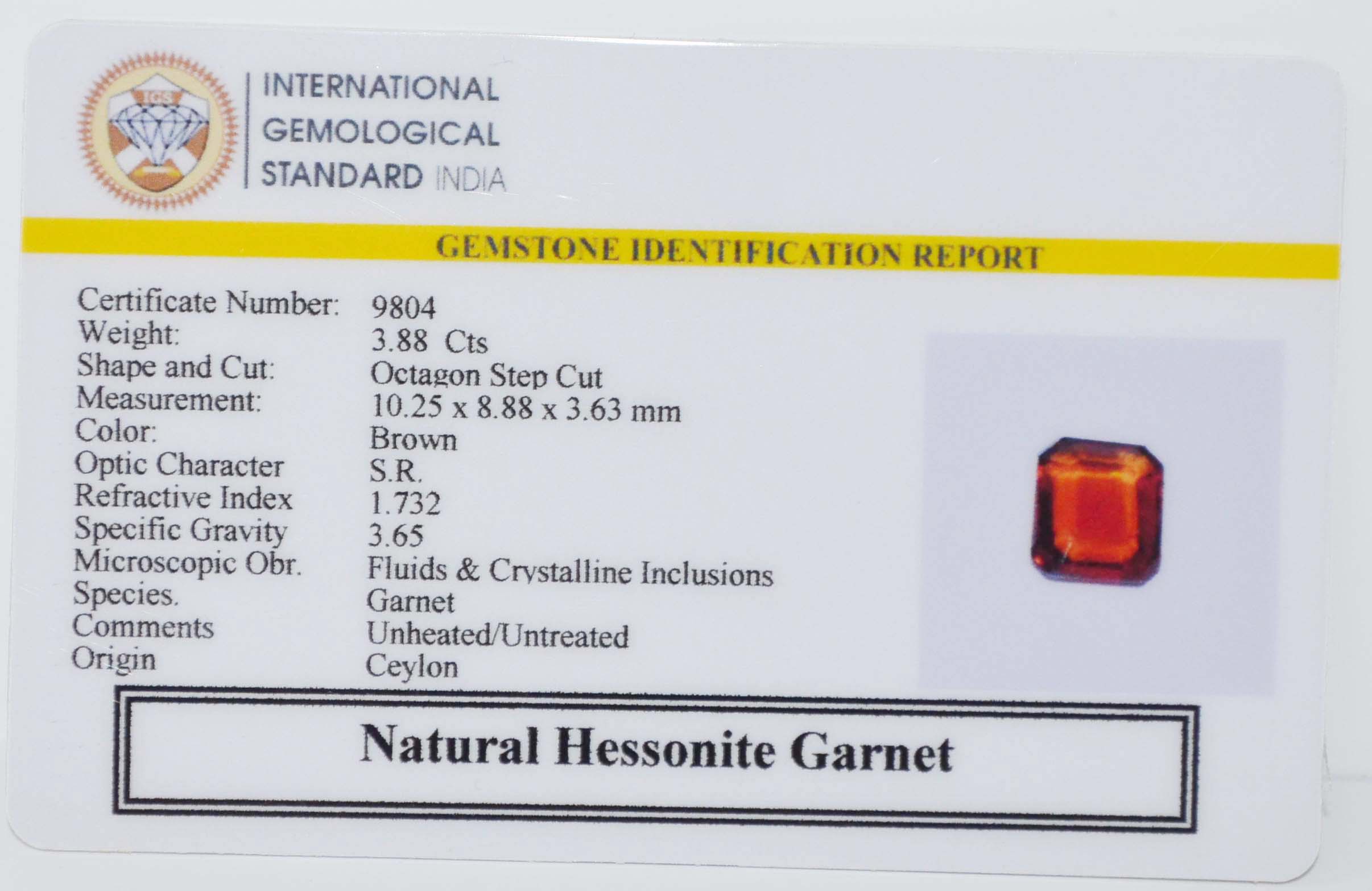 HESSONITE GOMED 3.88 Ct.