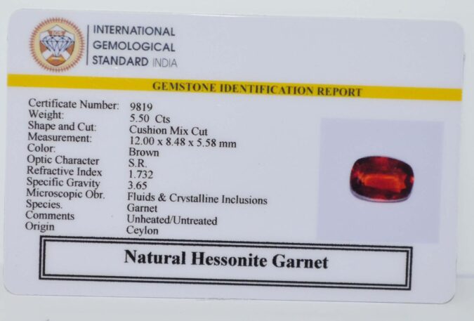 HESSONITE GOMED 5.5 Ct.