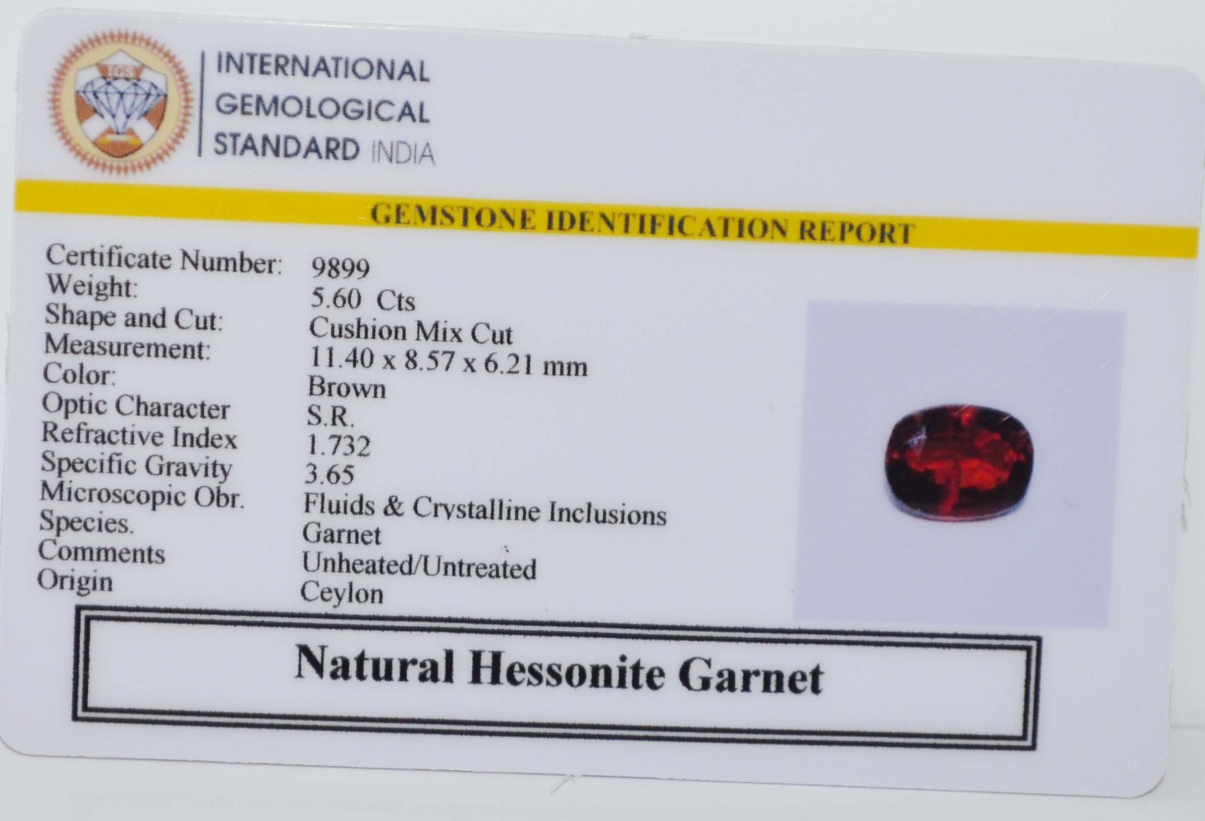 HESSONITE GOMED 5.6 Ct.