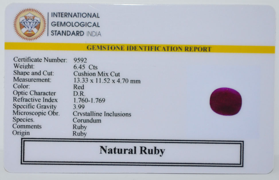 RUBY 6.45 Ct.