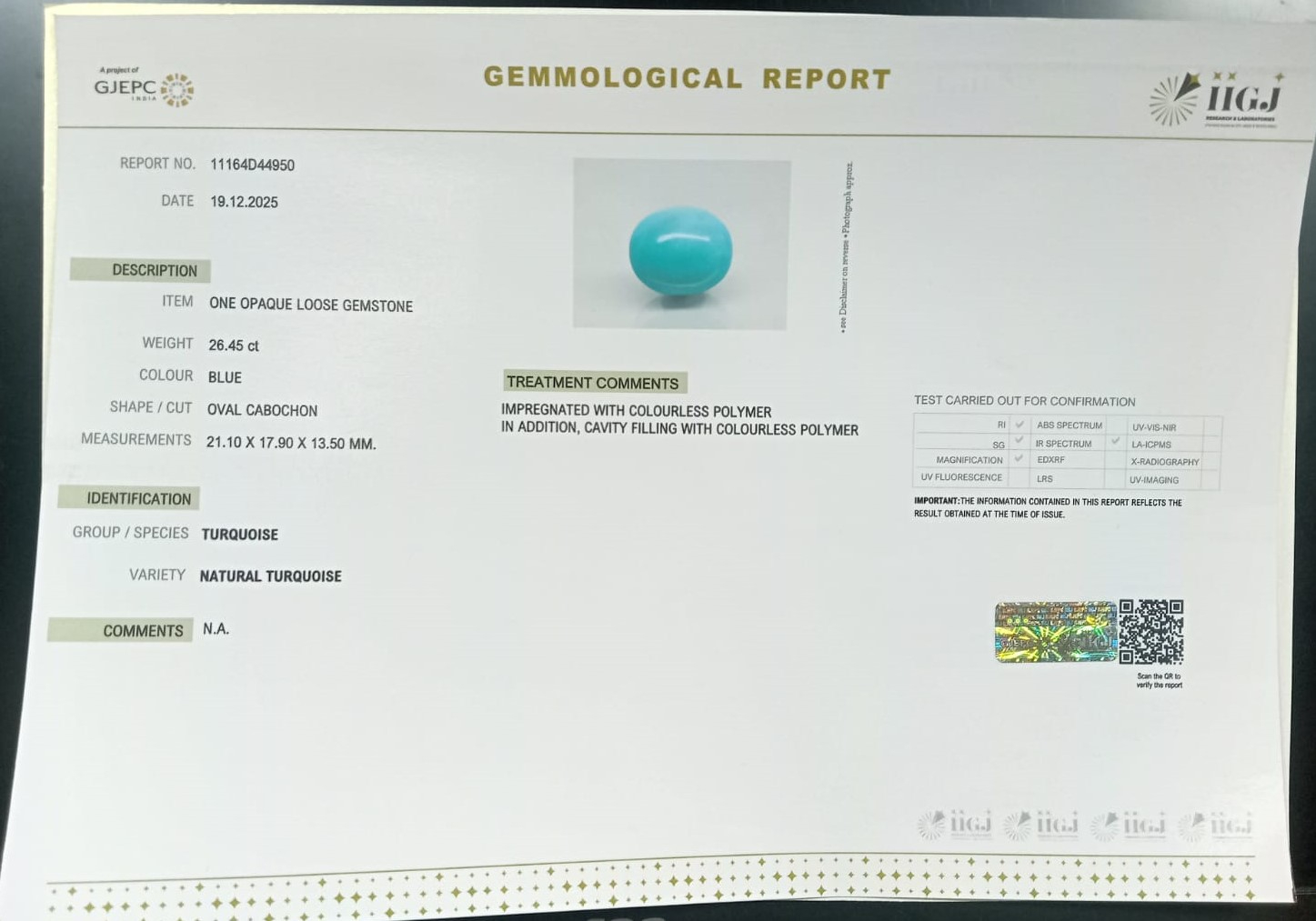 TURQUOISE 26.45 Ct.