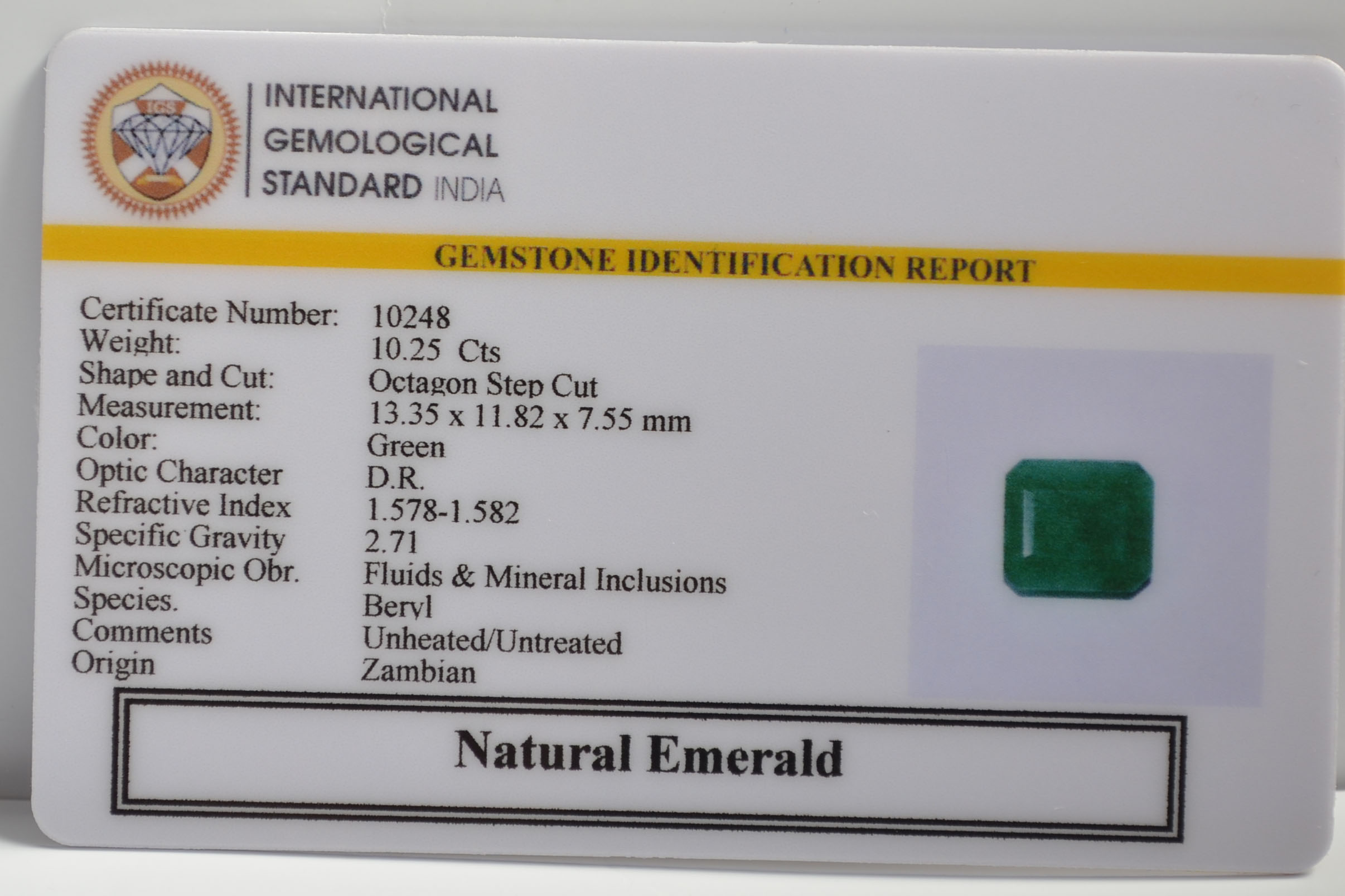 EMERALD 10.25 Ct.