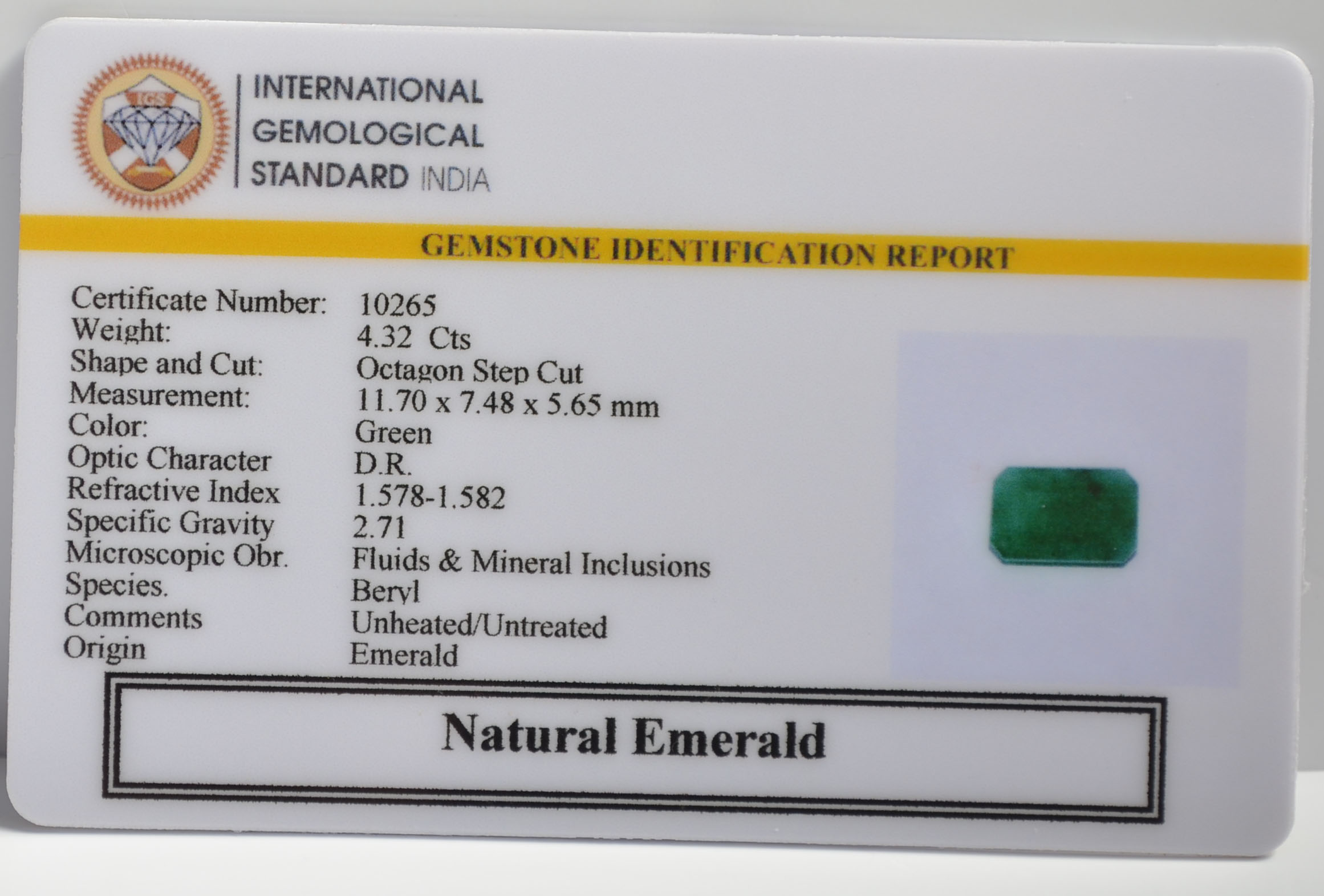 EMERALD 4.32 Ct.