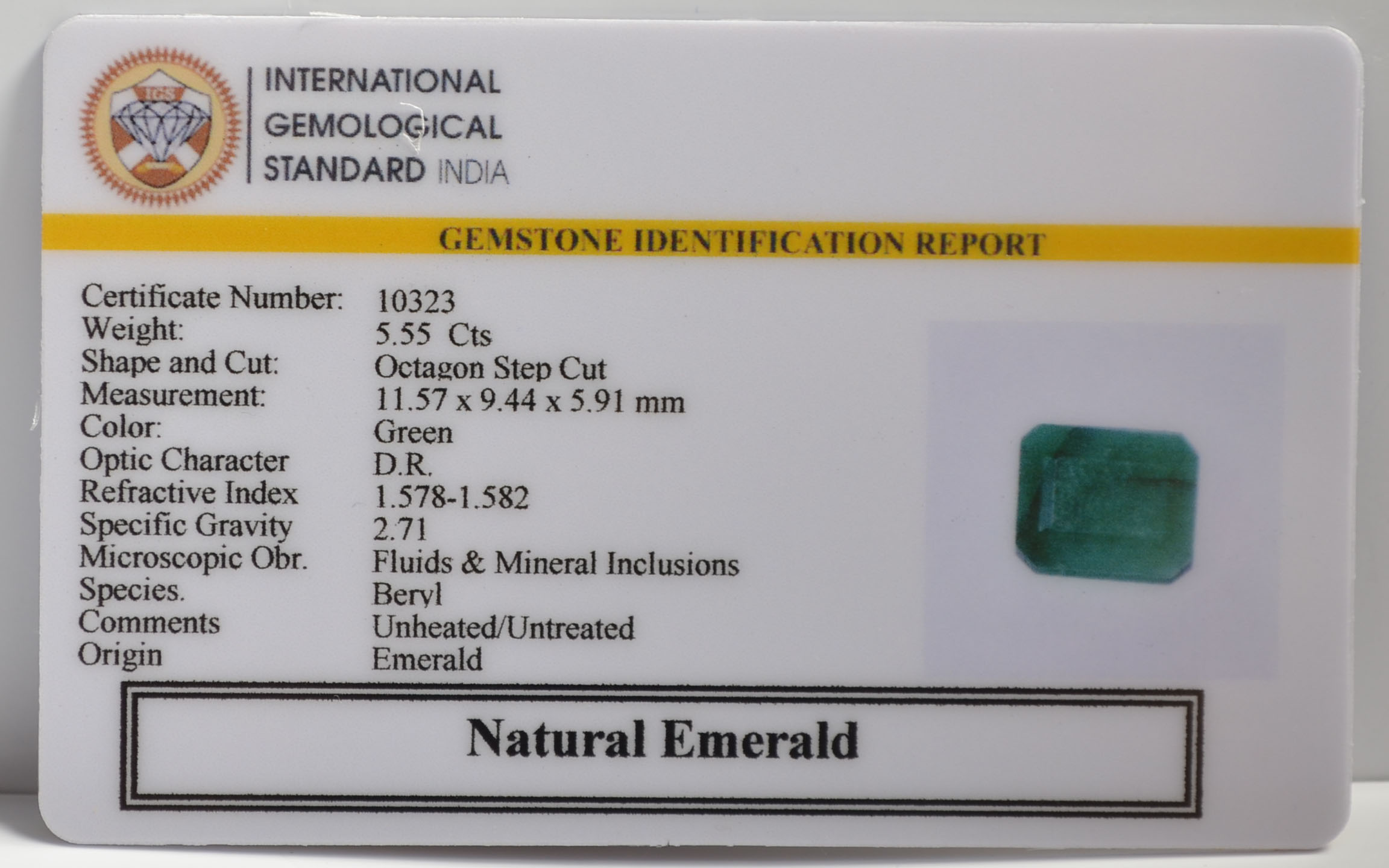 EMERALD 5.55 Ct.