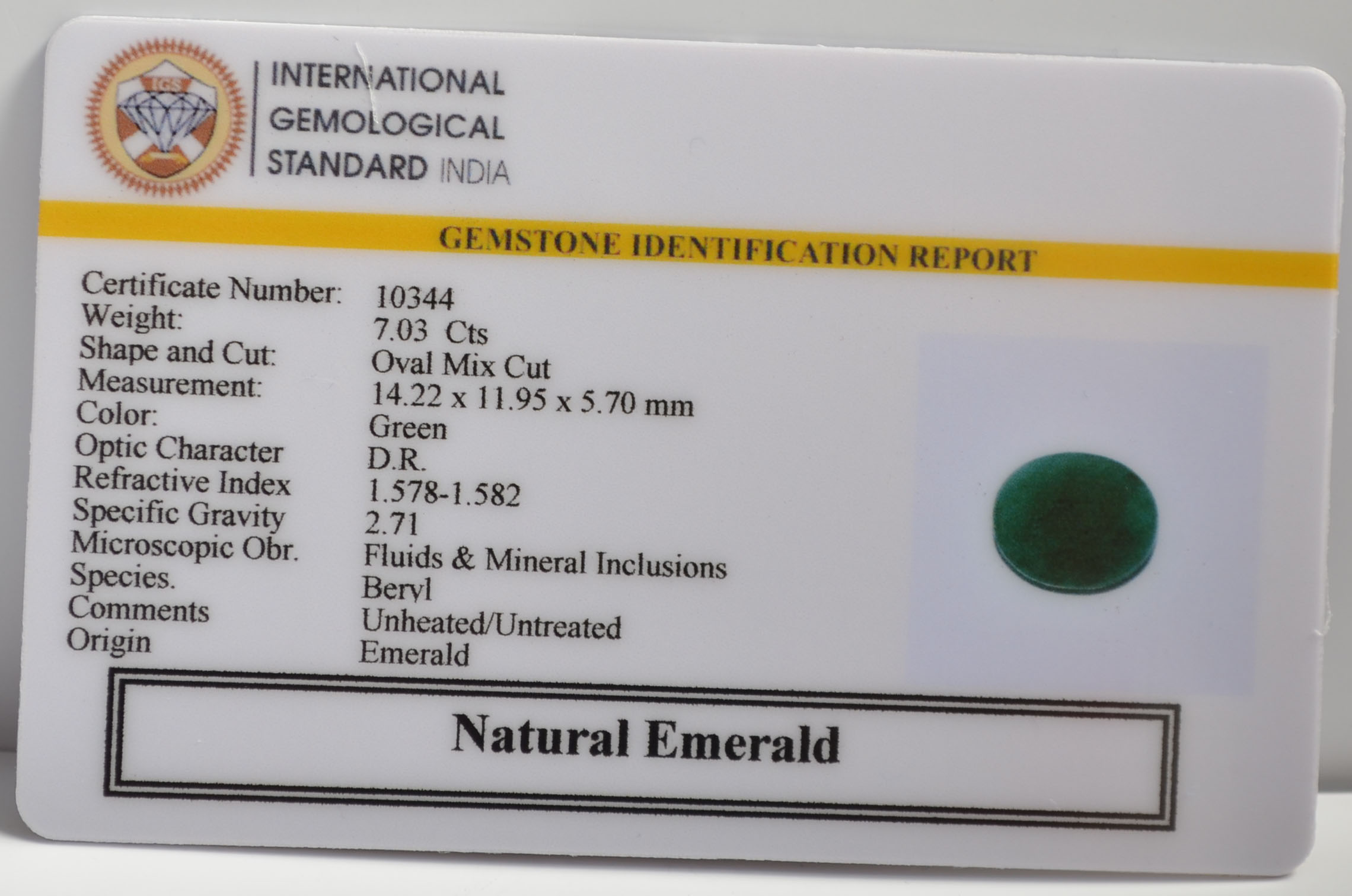 EMERALD 7.03 Ct.