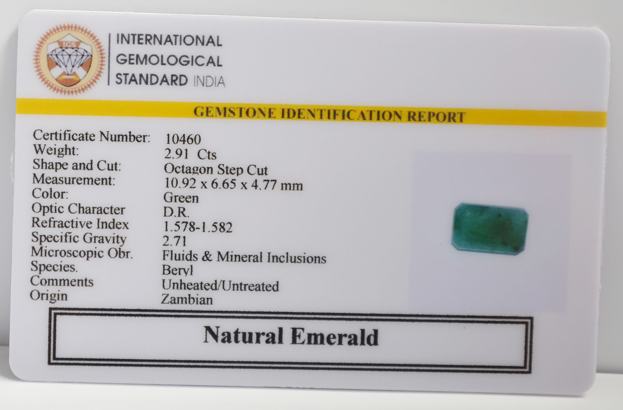 EMERALD 2.91 Ct. EMERALD 2.91 Ct.