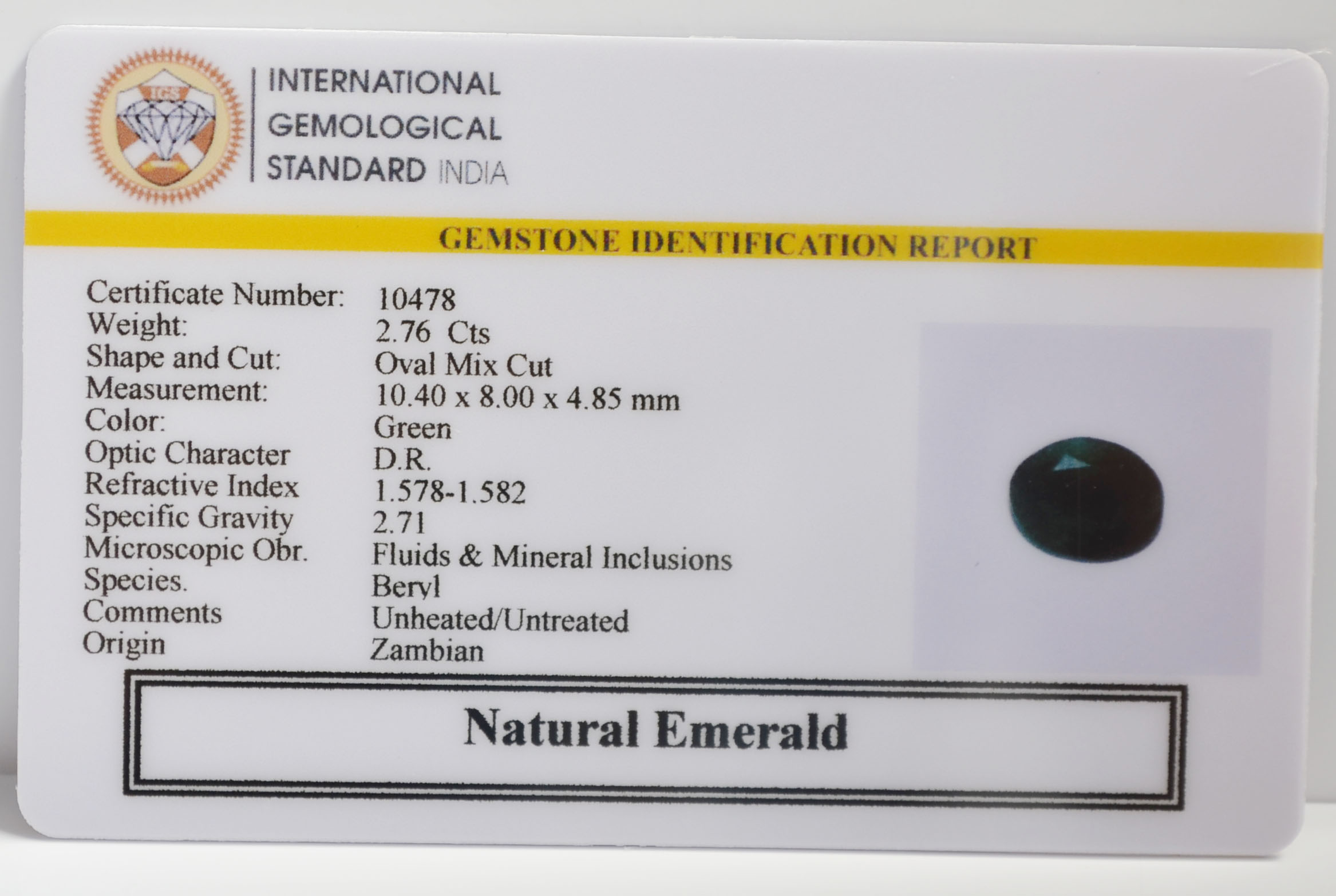 EMERALD 2.76 Ct. EMERALD 2.76 Ct.
