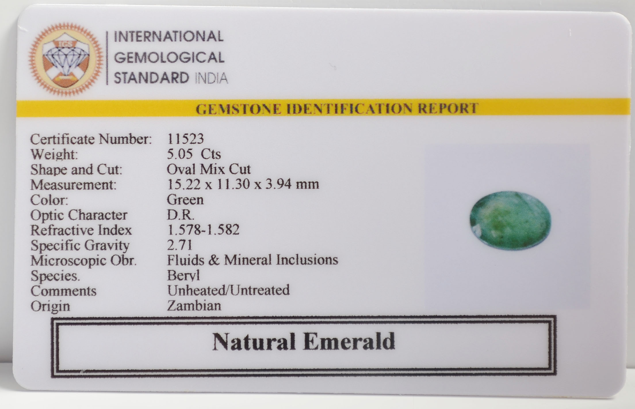 EMERALD 5.05 Ct.