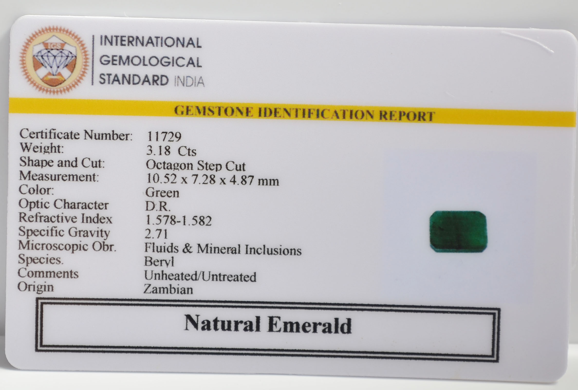 EMERALD 3.18 Ct. EMERALD 3.18 Ct.